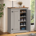 Corona Grey Wax 2 Door Shoe Cupboard Rack