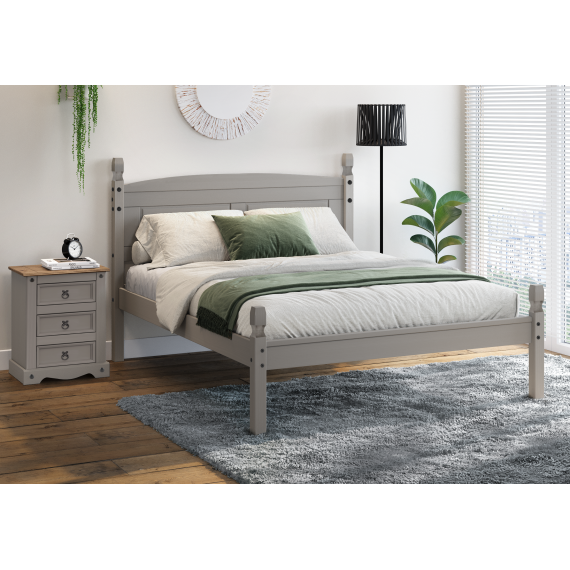 Corona Grey Wax 4'6" Low End Bed Frame