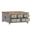Corona Grey Wax 5 Drawer Storage Chest Coffee Table Corona Grey Wax 5 Drawer Storage Chest Coffee Table
