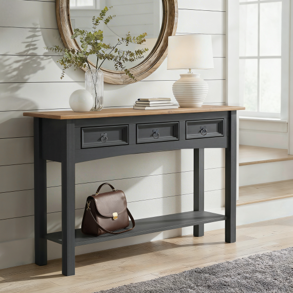 Corona Charcoal 3 Drawer Console Table