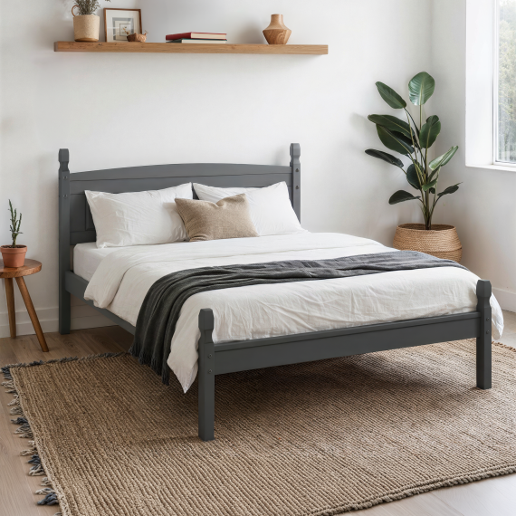 Corona Charcoal 4'6" Low End Double Bed Frame
