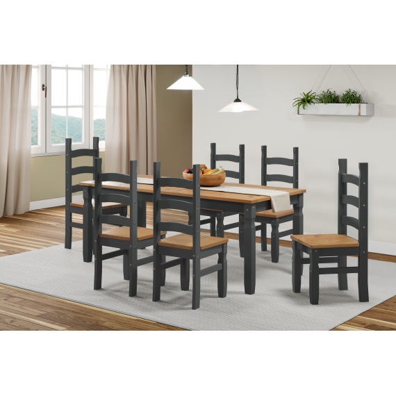 Corona Charcoal 6'0" Dining Table & 6 Chairs