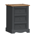 Corona Charcoal Medium 3 Drawer Bedside