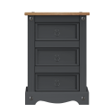 Corona Charcoal Medium 3 Drawer Bedside