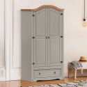 Corona Grey Wax 2 Door 1 Drawer Arch Top Wardrobe