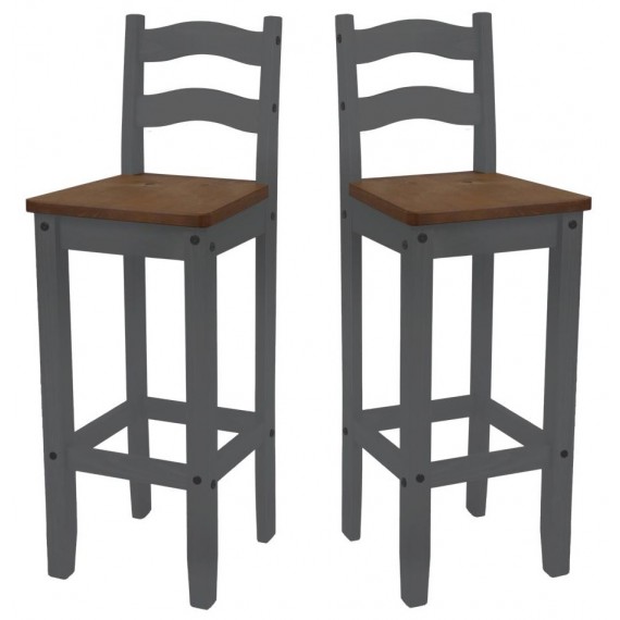 Corona Grey Wax Pair of Bar Stools