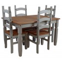 Corona Grey Wax 4'0" Dining Table & 4 Chairs