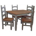Corona Grey Wax 4'0" Dining Table & 4 Chairs