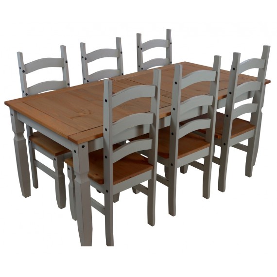 Corona Grey Wax 6'0" Dining Table & 6 Chairs