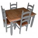 Corona Grey Wax Small Extending Dining Table & 4 Chairs