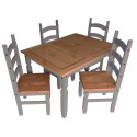 Corona Grey Wax Small Extending Dining Table & 4 Chairs