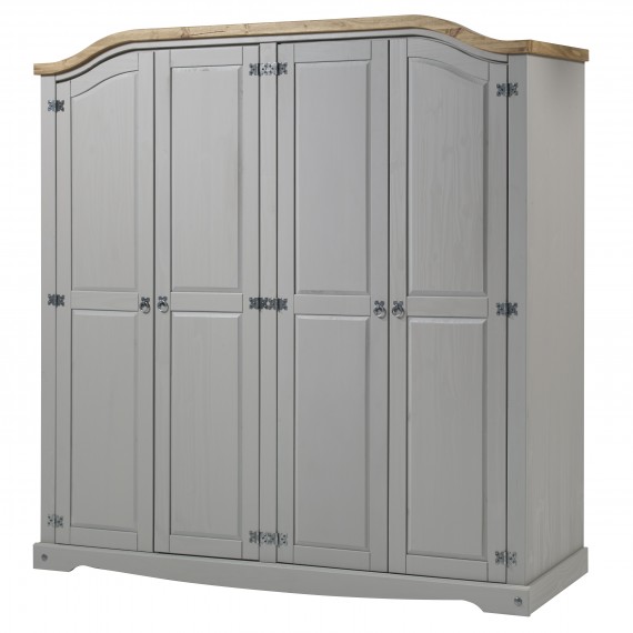 Corona Grey Wax 4 Door Arch Top Wardrobe