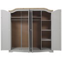 Corona Grey Wax 4 Door Arch Top Wardrobe