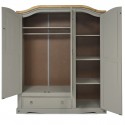 Corona Grey Wax 3 Door 1 Drawer Wardrobe