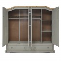 Corona Grey Wax 4 Door 2 Drawer Wardrobe