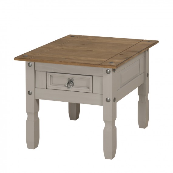 Corona Grey Wax 1 Drawer Lamp Table