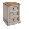 Corona Grey Wax Medium 3 Drawer Bedside