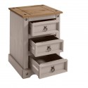 Corona Grey Wax Medium 3 Drawer Bedside