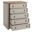 Corona Grey Wax Small 5 Drawer Chest