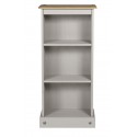 Corona Grey Wax Low Narrow Bookcase