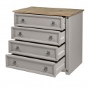 Corona Grey Wax Small 4 Drawer Chest