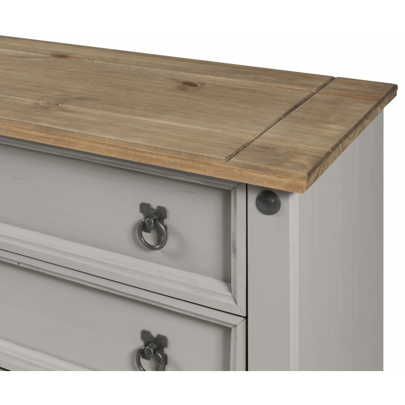 Corona Grey Mexican Pine 6-Drawer Chest – Solid Wood Sideboard, 3+3 Drawers