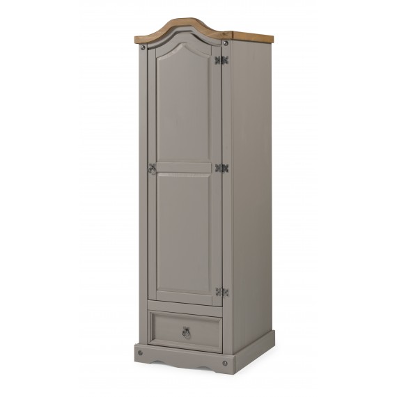 Corona Grey Wax 1 Door 1 Drawer Arch Top Wardrobe