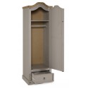 Corona Grey Wax 1 Door 1 Drawer Arch Top Wardrobe