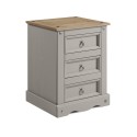 Corona Grey Wax 3 Drawer Bedside