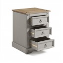 Corona Grey Wax 3 Drawer Bedside