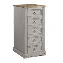 Corona Grey Wax 5 Drawer Narrow Chest