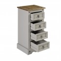 Corona Grey Wax 4 Drawer Narrow Bedside