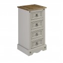 Corona Grey Wax 4 Drawer Narrow Bedside