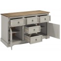 Corona Grey Wax 2 Door 5 Drawer Large Sideboard