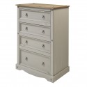 Corona Grey Wax Compact 4 Drawer Chest