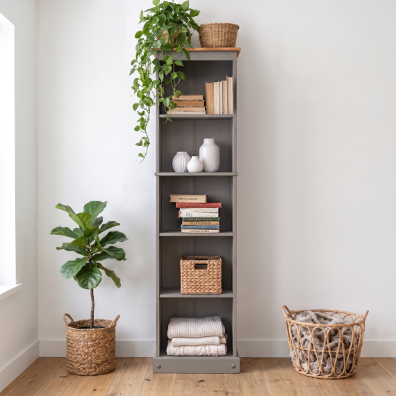 Corona Grey Wax Tall Narrow Bookcase Corona Grey Wax Tall Narrow Bookcase