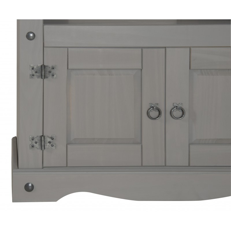 H-80cm W-91cm D-43cm Mercers Furniture Corona Premium Grey Wax 2 Door Sideboard 