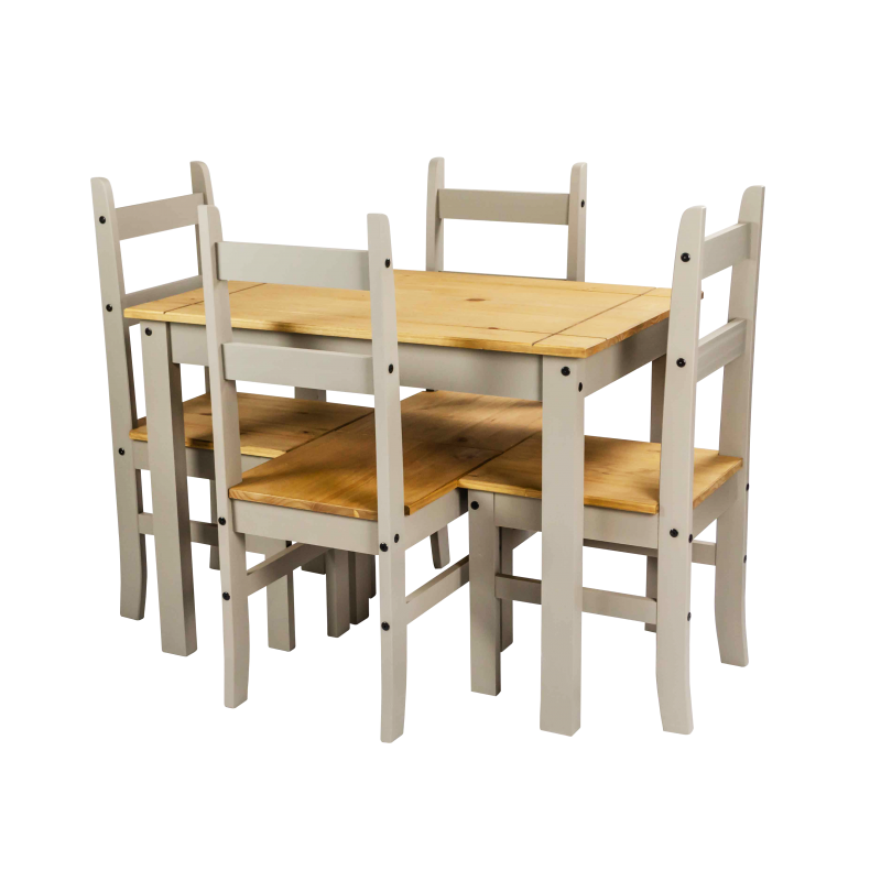 Corona Corona Dining Table 4'0 Mexican Solid Pine Grey Wax by Mercers Furniture® 