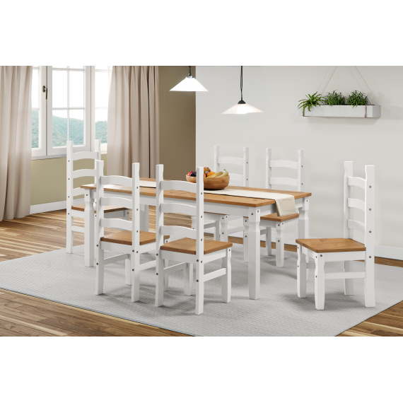 Corona White 6'0" Dining Table & 6 Chairs