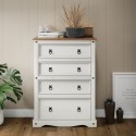 Corona White Compact 4 Drawer Chest