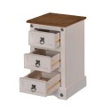 Corona White Narrow 3 Drawer Bedside