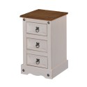 Corona White Narrow 3 Drawer Bedside