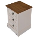 Corona White Narrow 3 Drawer Bedside