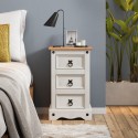 Corona White Narrow 3 Drawer Bedside