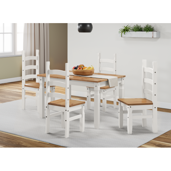 Corona White Small Extending Dining Table & 4 Chairs Corona White Small Extending Dining Table & 4 Chairs