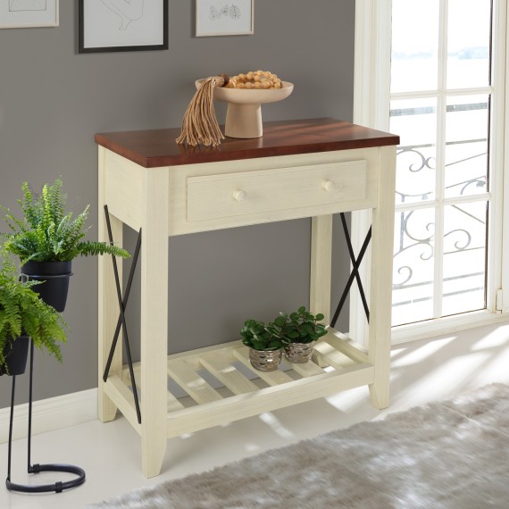 Cottage White 1 Drawer Console Table