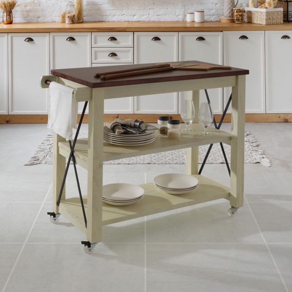 Cottage White Kitchen Cart