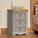 Corona Grey Wax Medium 3 Drawer Bedside