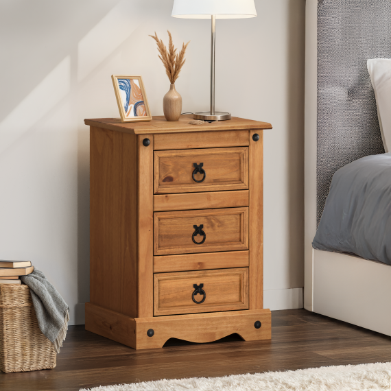 Corona Medium 3 Drawer Bedside