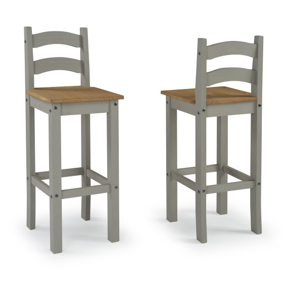 Corona Grey Wax Pair of Bar Stools